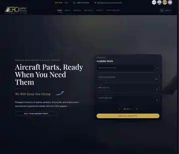 Aeroman Aviation website homepage, designed and built by deployed