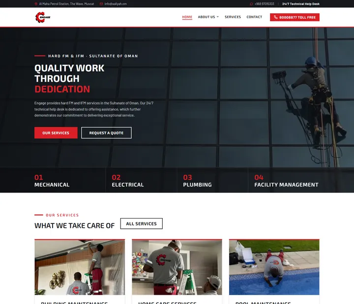 Engage website homepage, designed and built by deployed