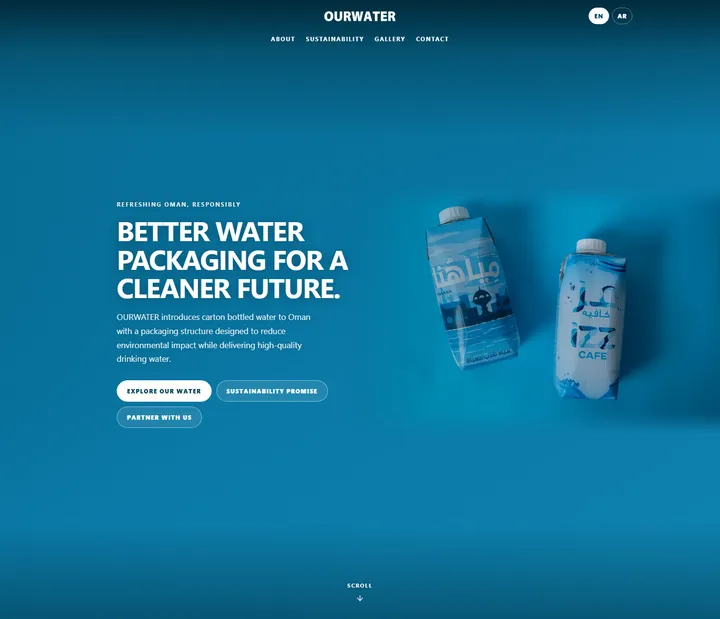 OurWater website homepage, designed and built by deployed